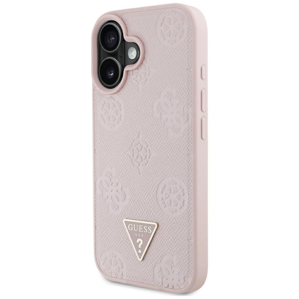 Zdjęcie do “Guess Grained Hot Stamp Peony Triangle Logo MS różowy - etui iPhone 16”.