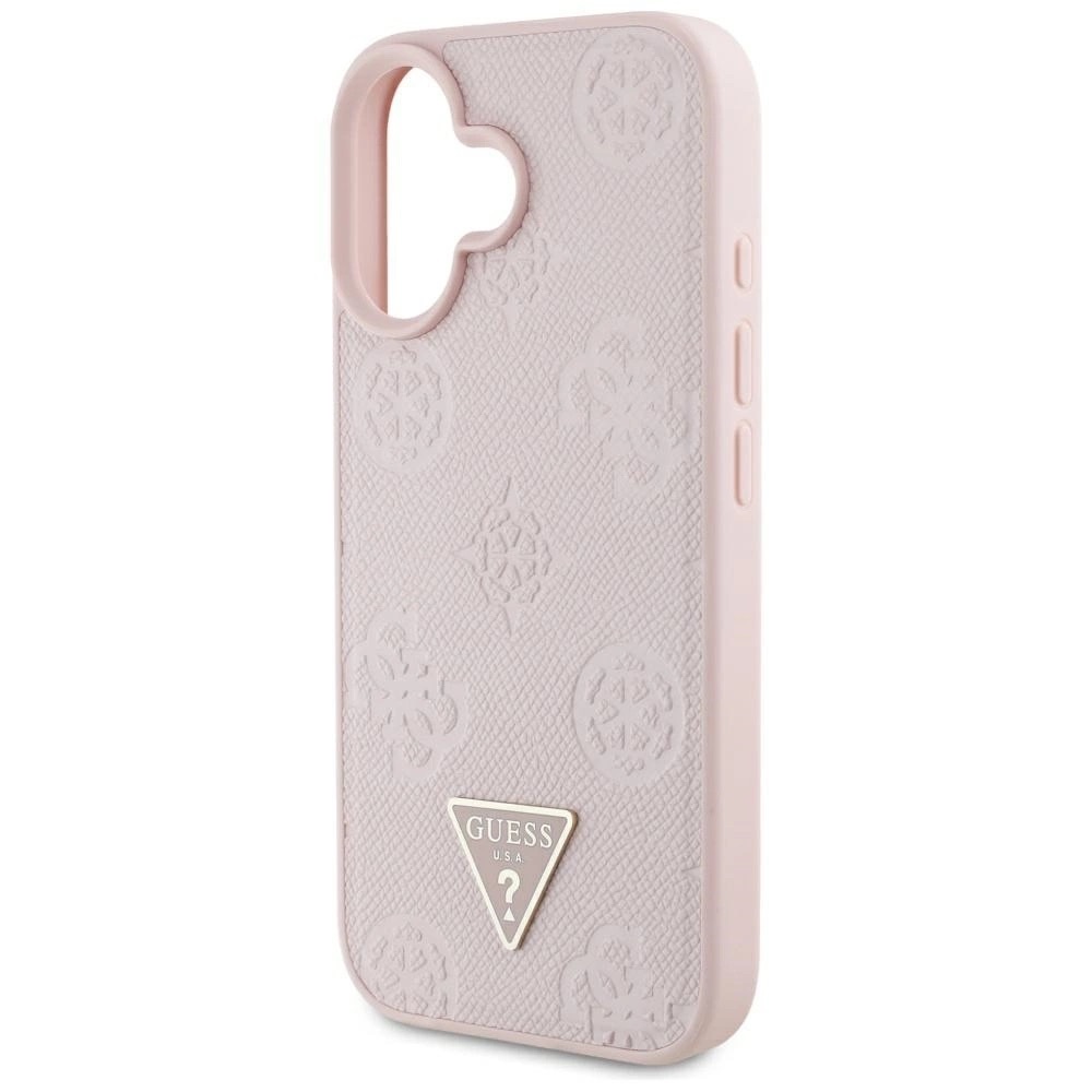 Zdjęcie do “Guess Grained Hot Stamp Peony Triangle Logo MS różowy - etui iPhone 16”.
