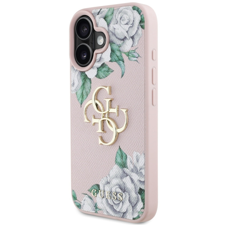 Zdjęcie do “Guess Grained Roses Big 4G logo różowy - etui iPhone 16”.