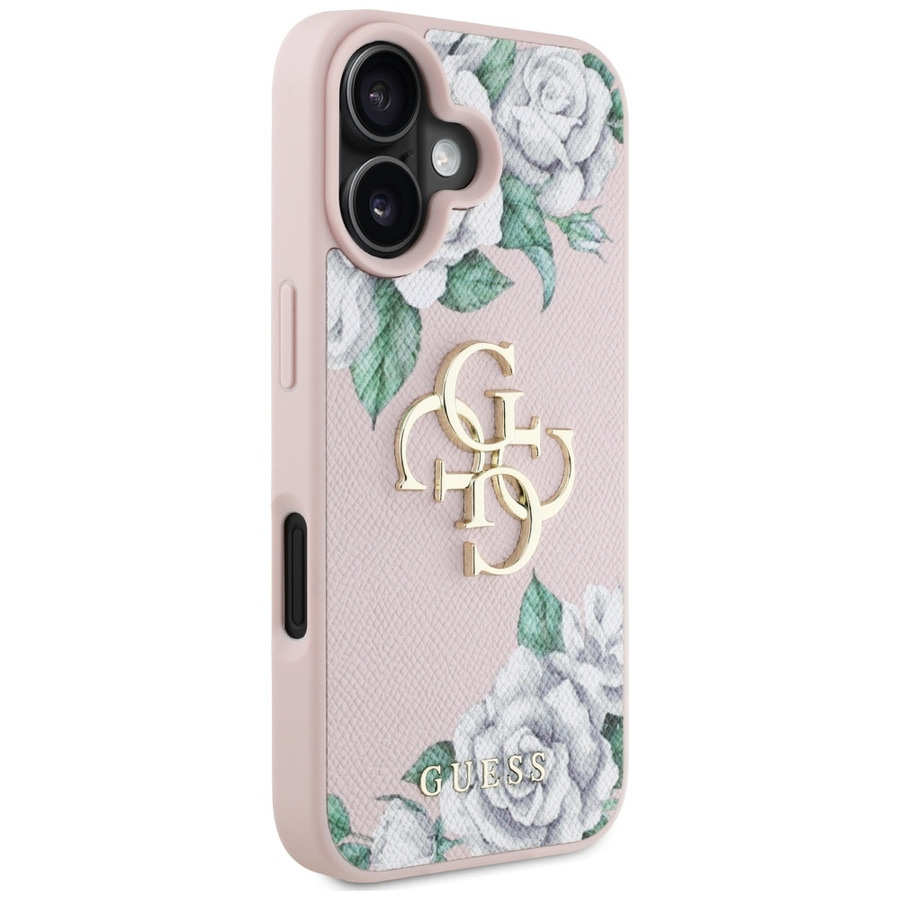 Zdjęcie do “Guess Grained Roses Big 4G logo różowy - etui iPhone 16”.