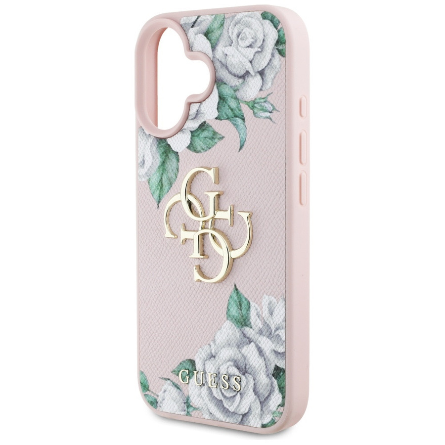 Zdjęcie do “Guess Grained Roses Big 4G logo różowy - etui iPhone 16”.