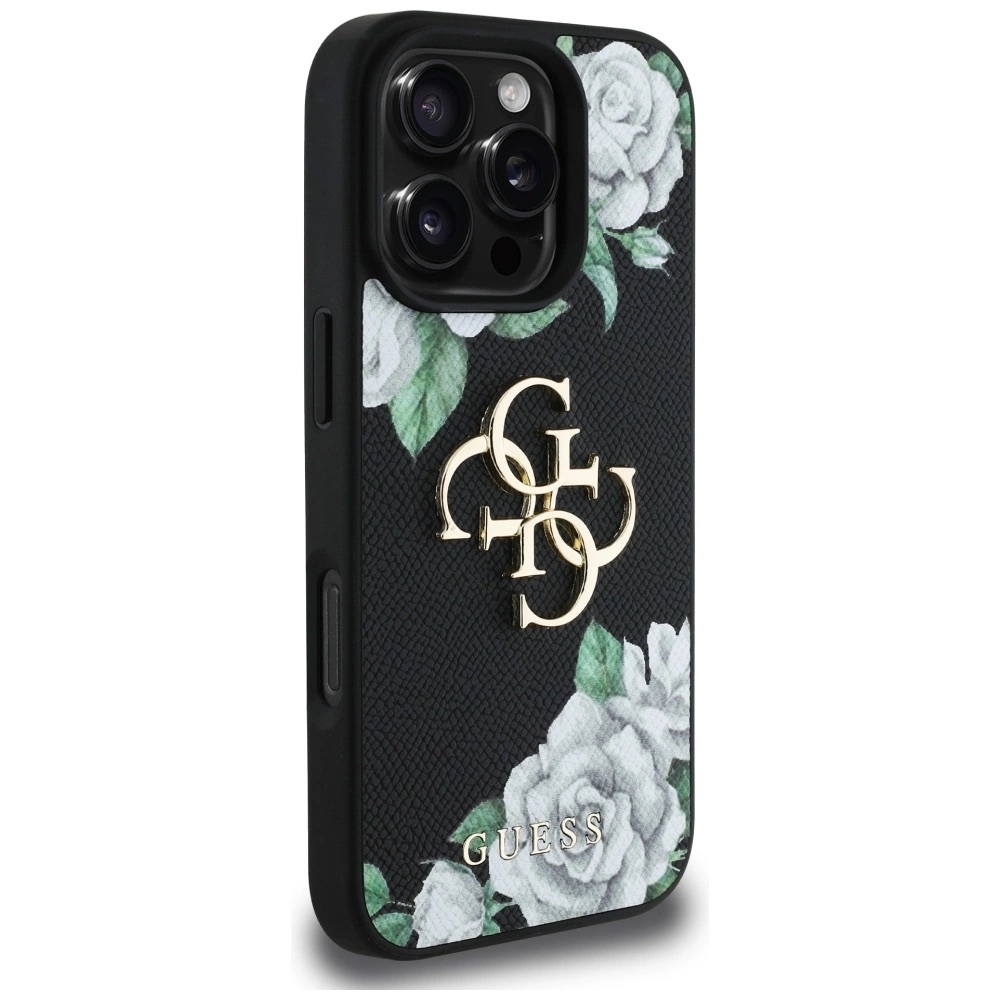 Zdjęcie do “Guess Grained Roses Big 4G logo czarny - etui iPhone 16 Pro Max”.