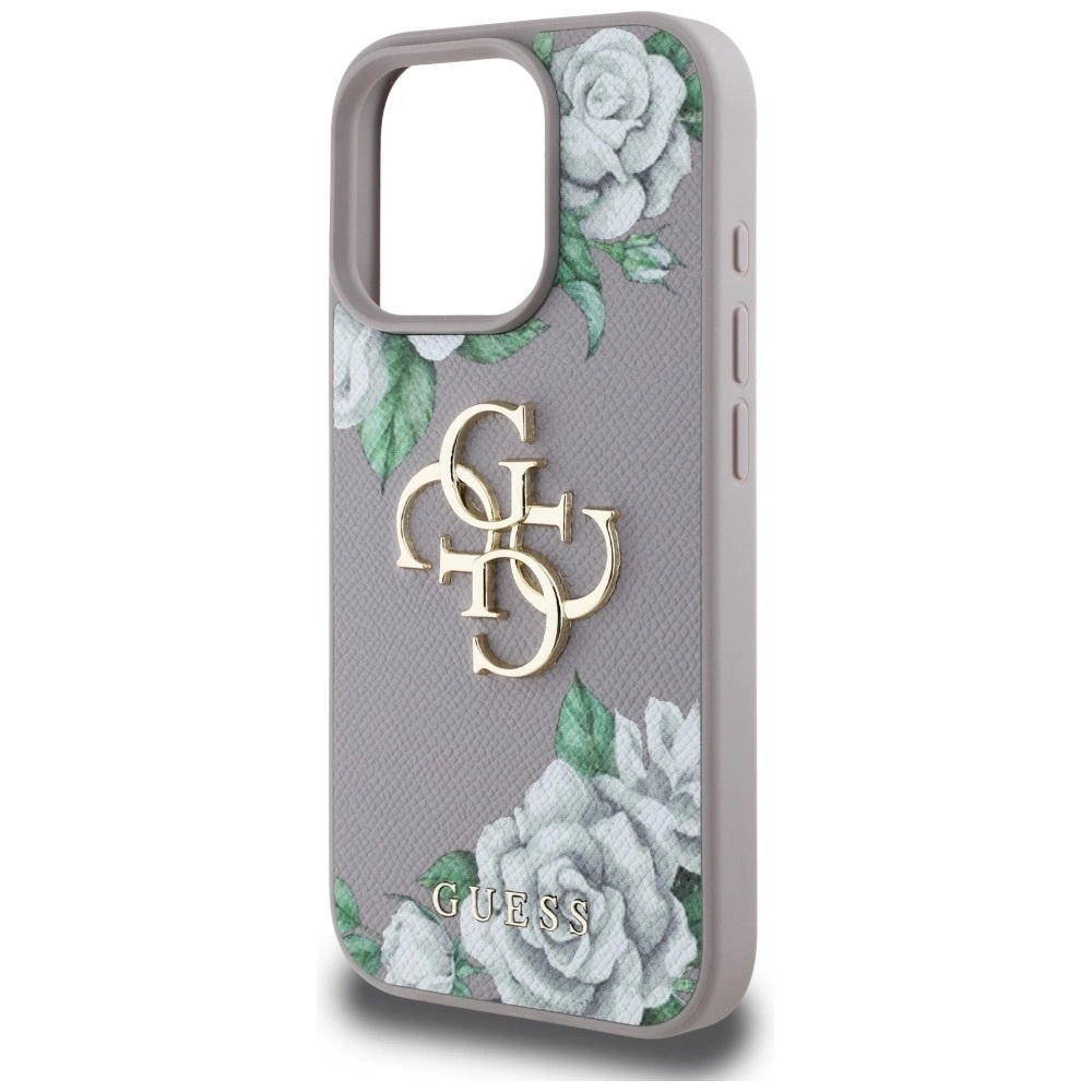 Zdjęcie do “Guess Grained Roses Big 4G logo fioletowy - etui iPhone 16 Pro”.