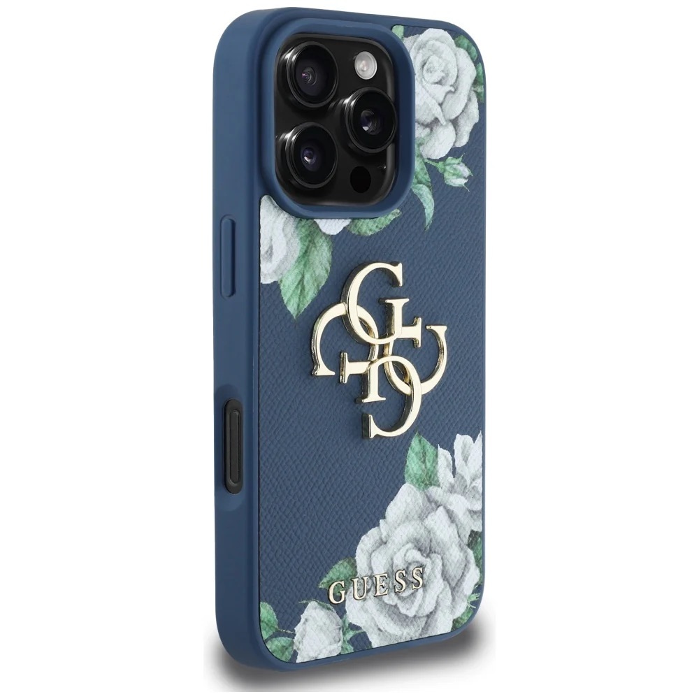 Zdjęcie do “Guess Grained Roses Big 4G logo niebieski - etui iPhone 16 Pro Max”.