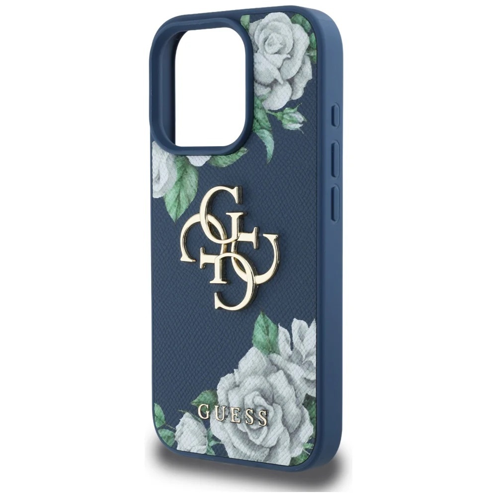 Zdjęcie do “Guess Grained Roses Big 4G logo niebieski - etui iPhone 16 Pro Max”.