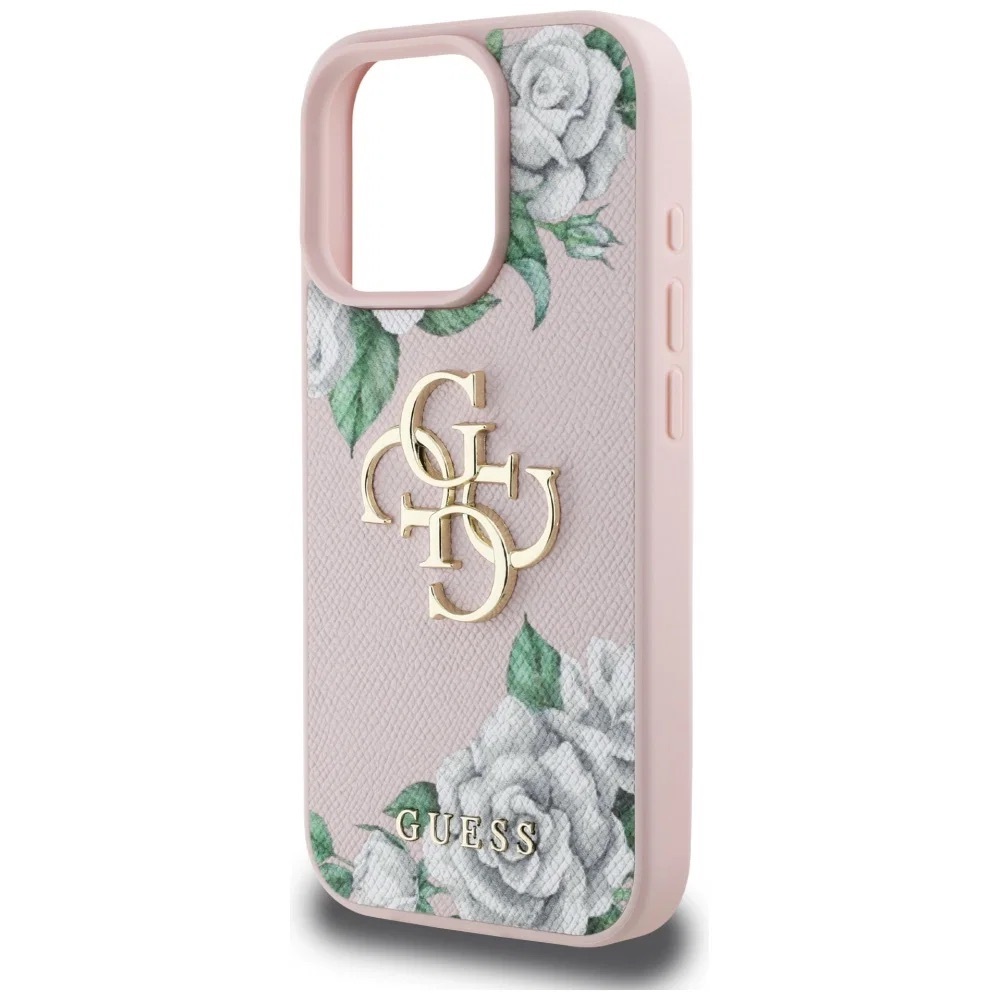 Zdjęcie do “Guess Grained Roses Big 4G logo różowy - etui iPhone 16 Pro Max”.
