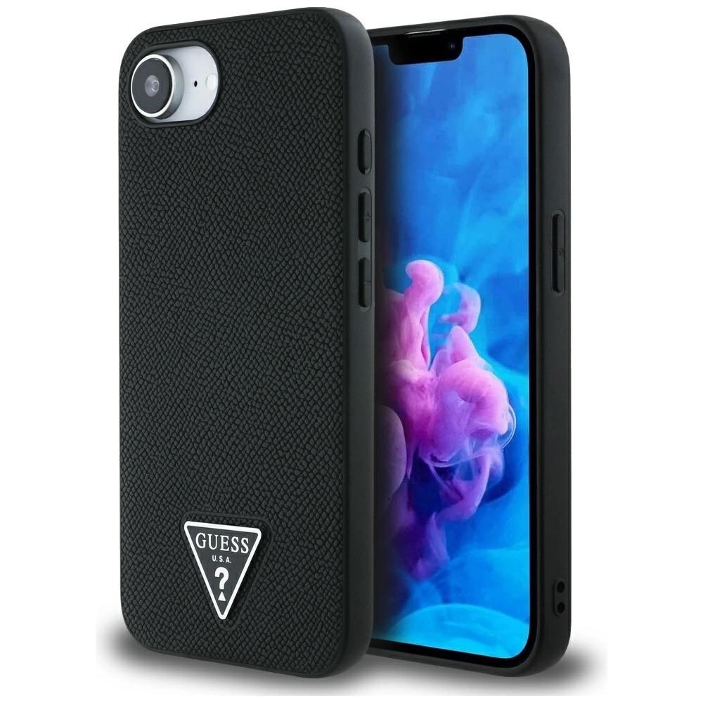 Zdjęcie do “Guess Grained Triangle MS czarny - etui iPhone 16e / 17e”.
