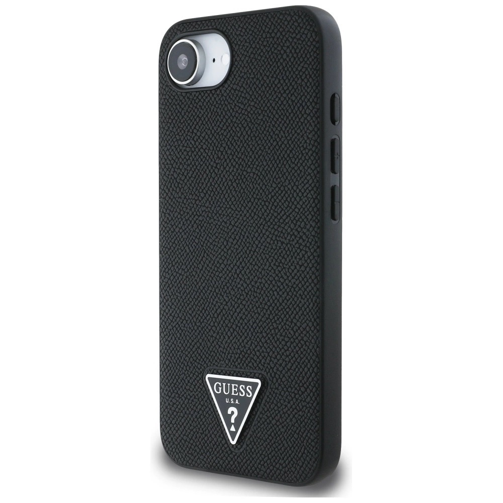 Zdjęcie do “Guess Grained Triangle MS czarny - etui iPhone 16e / 17e”.