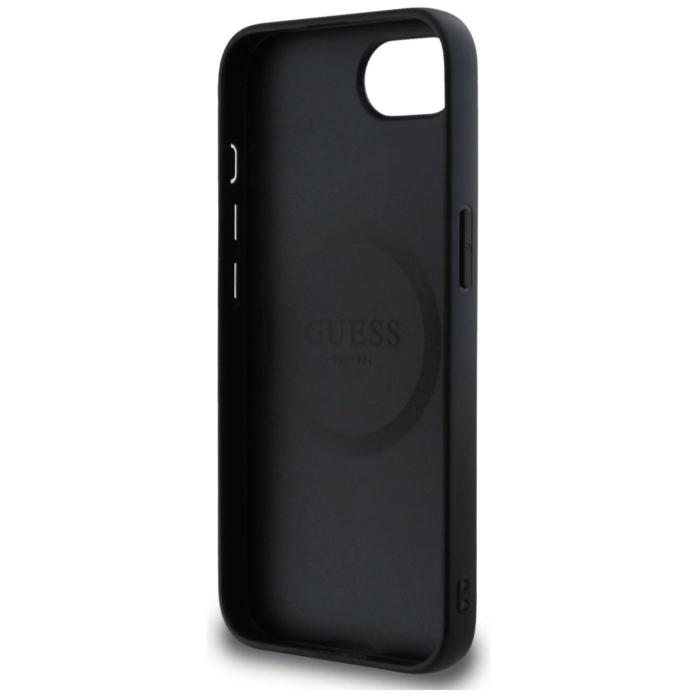 Zdjęcie do “Guess Grained Triangle MS czarny - etui iPhone 16e / 17e”.