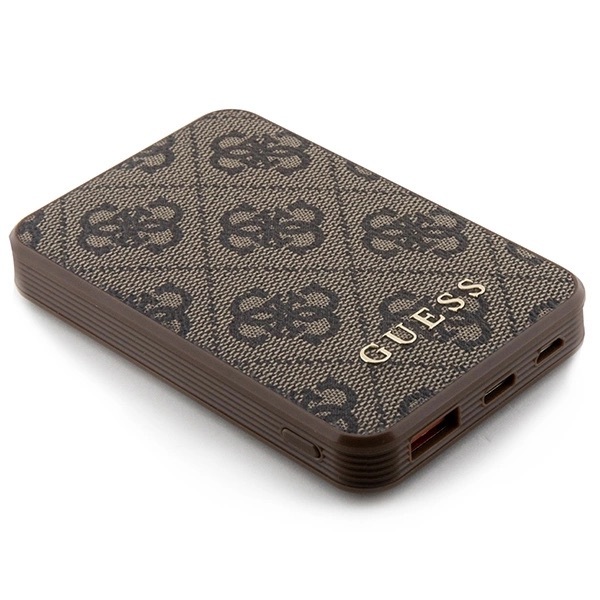 Zdjęcie do “Guess 4G Leather Metal Logo 15W 5000mAh brązowy - powerbank”.