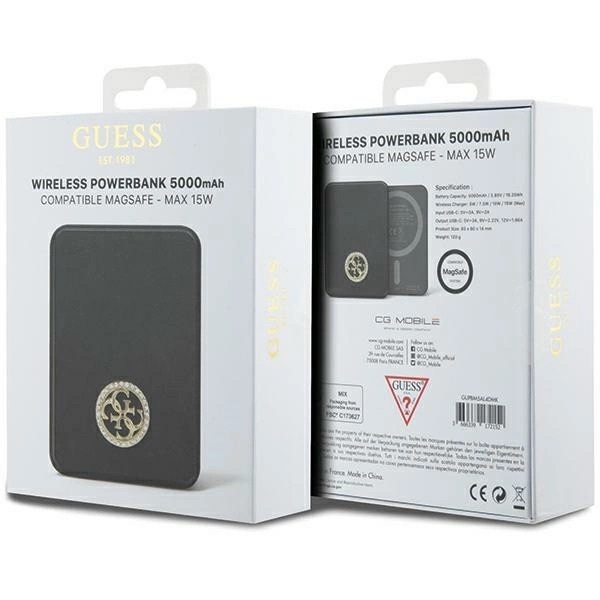 Zdjęcie do “Guess 4G Strassed Metal Logo MagSafe 15W 5000mAh czarny - powerbank”.