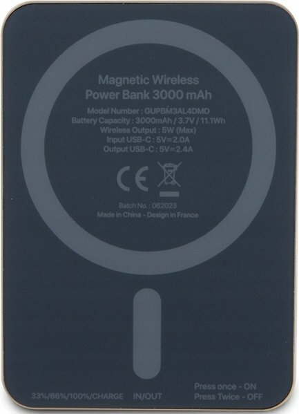 Zdjęcie do “Guess 4G Strassed Metal Logo MagSafe 5W 3000mAh złoty - powerbank”.