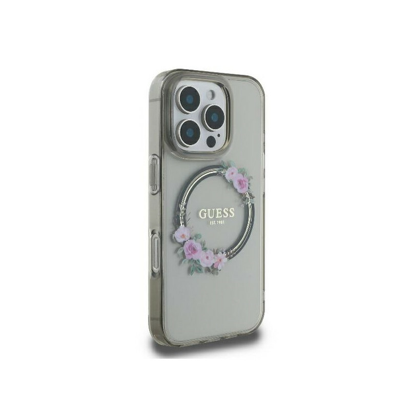 Zdjęcie do “Guess IML Flowers Wreath MS czarny - etui iPhone 16 Pro”.