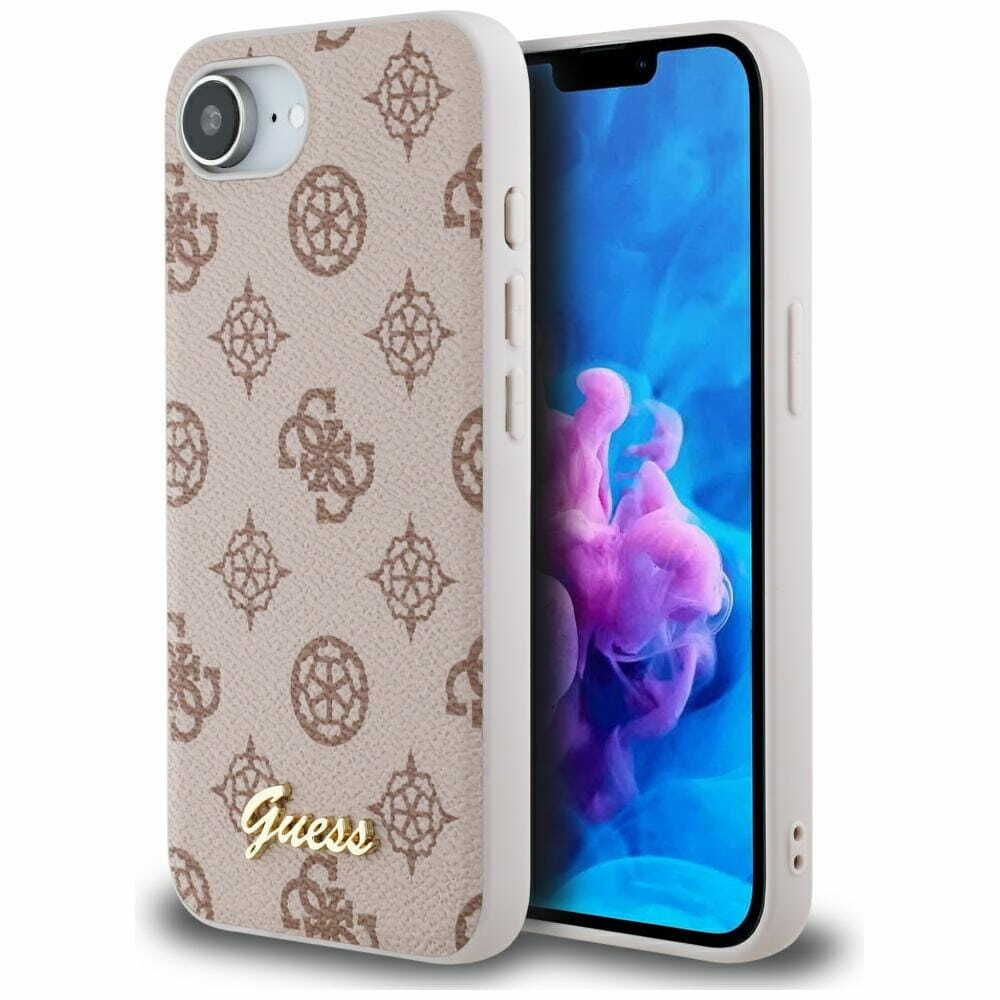 Zdjęcie do “Guess Peony Script Logo MS brązowy - etui iPhone 16e / 17e”.