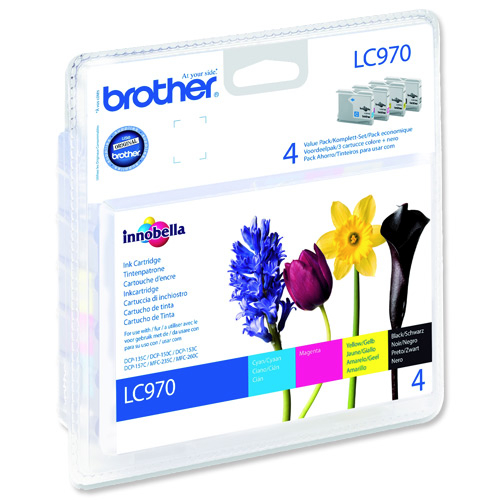 Brother Blister Value Pack CMYK wyd. black 350 str./color 300 str. do drukarek DCP135/150/MFC235/260 (LC970VALBP)