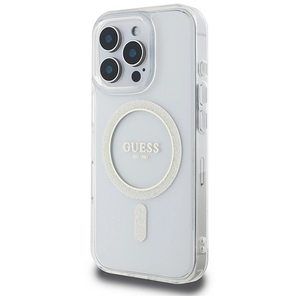 Zdjęcie do “Guess IML Glitter Circle MS przeźroczysty - etui iPhone 16 Pro”.
