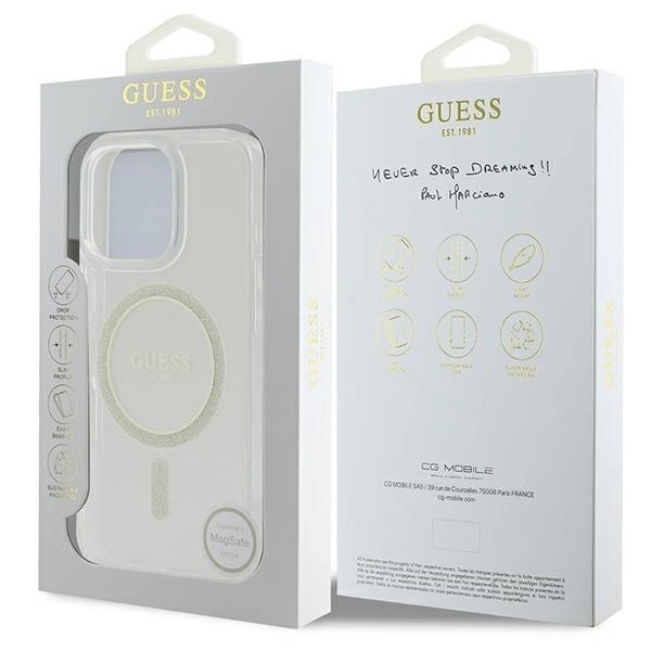 Zdjęcie do “Guess IML Glitter Circle MS przeźroczysty - etui iPhone 16 Pro”.