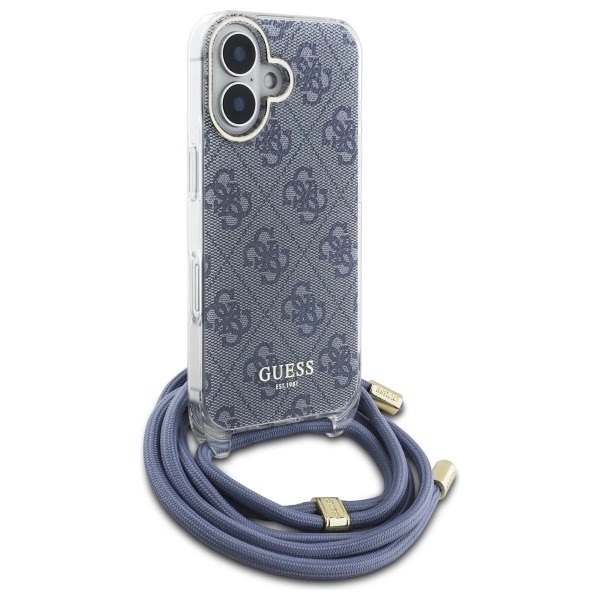 Zdjęcie do “Guess Crossbody Cord 4G Print niebieski - etui iPhone 16”.