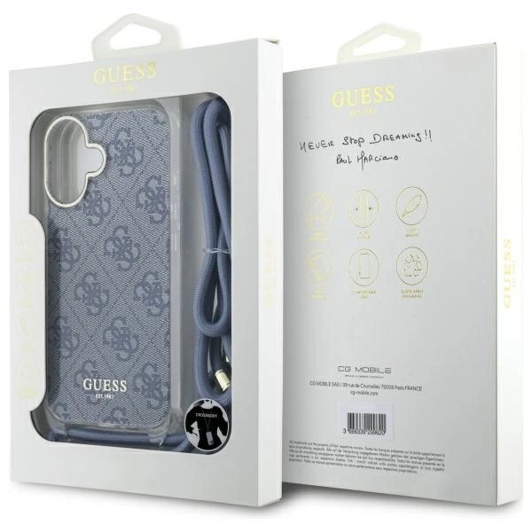 Zdjęcie do “Guess Crossbody Cord 4G Print niebieski - etui iPhone 16”.