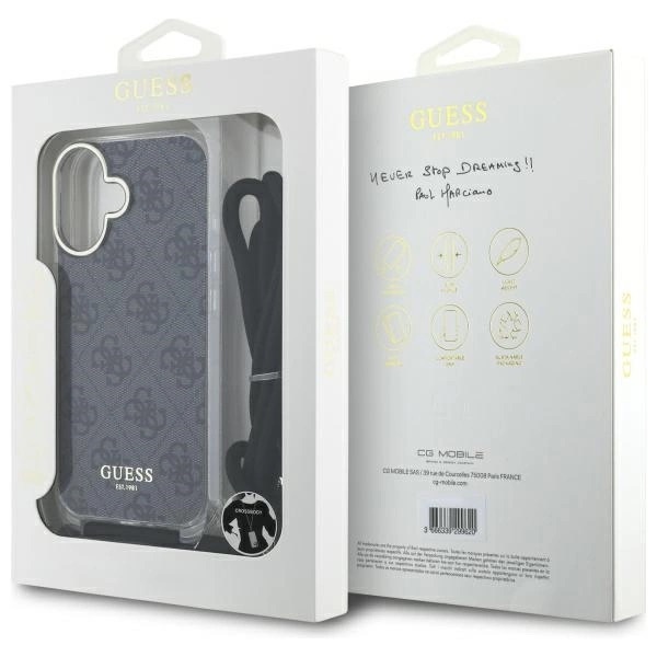 Zdjęcie do “Guess Crossbody Cord 4G Print czarny - etui iPhone 16”.