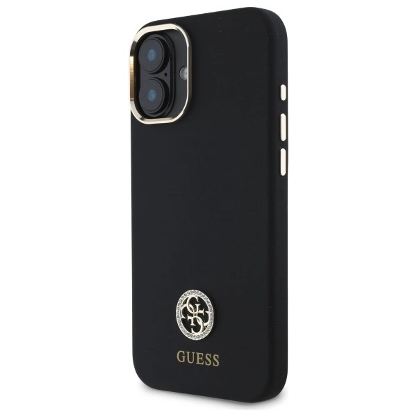 Zdjęcie do “Guess Silicone Logo Strass 4G czarny - etui iPhone 16”.