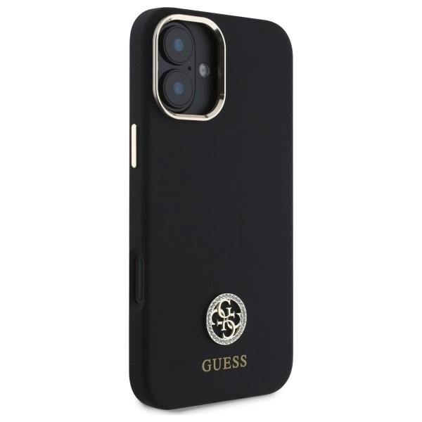 Zdjęcie do “Guess Silicone Logo Strass 4G czarny - etui iPhone 16”.