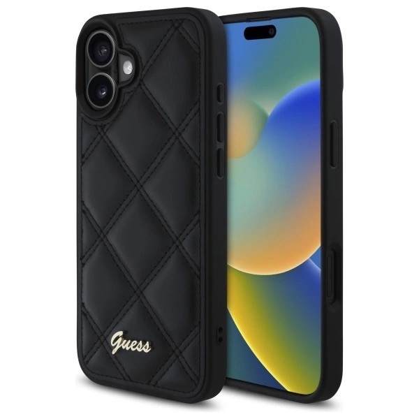 Zdjęcie do “Guess Quilted Metal Logo czarny - etui iPhone 16 Plus”.