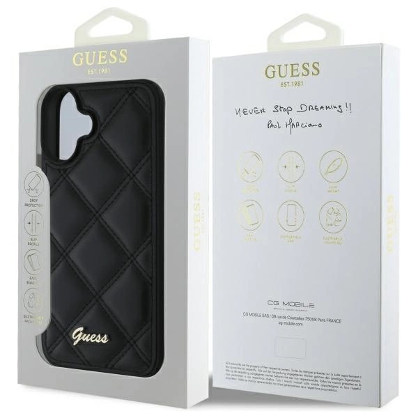Zdjęcie do “Guess Quilted Metal Logo czarny - etui iPhone 16 Plus”.