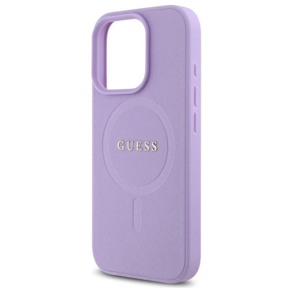 Zdjęcie do “Guess Saffiano MS fioletowy - etui iPhone 16 Pro”.