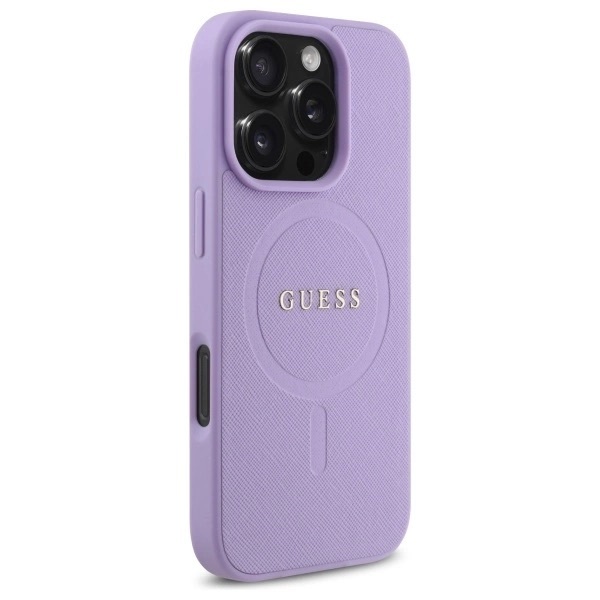 Zdjęcie do “Guess Saffiano MS fioletowy - etui iPhone 16 Pro Max”.