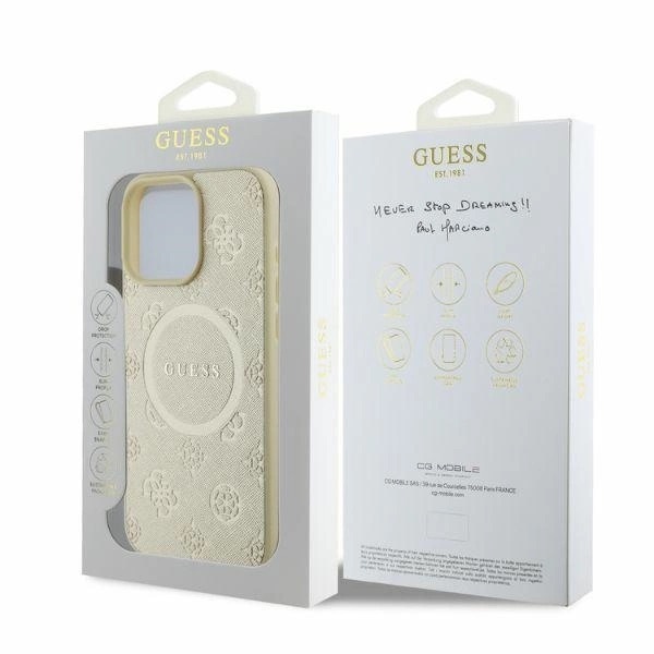 Zdjęcie do “Guess Saffiano Peony Classic Logo MS złoty - etui iPhone 16 Pro”.