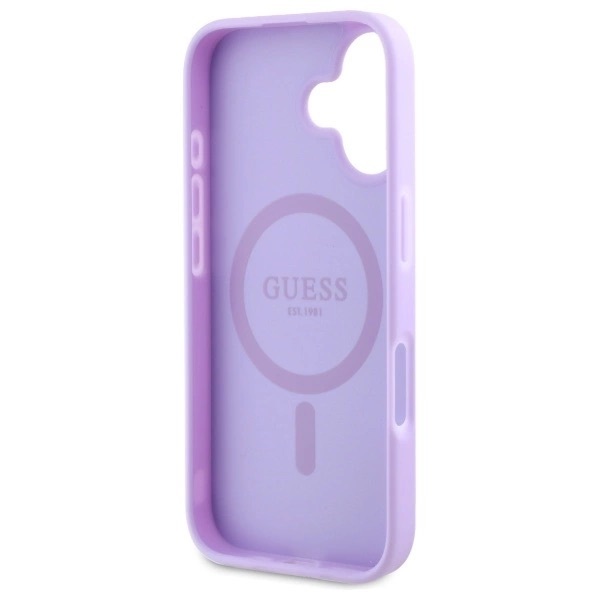 Zdjęcie do “Guess Saffiano Peony MS fioletowy - etui iPhone 16 Plus”.