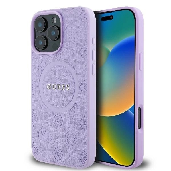 Zdjęcie do “Guess Saffiano Peony MS fioletowy - etui iPhone 16 Pro Max”.