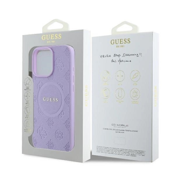 Zdjęcie do “Guess Saffiano Peony MS fioletowy - etui iPhone 16 Pro Max”.