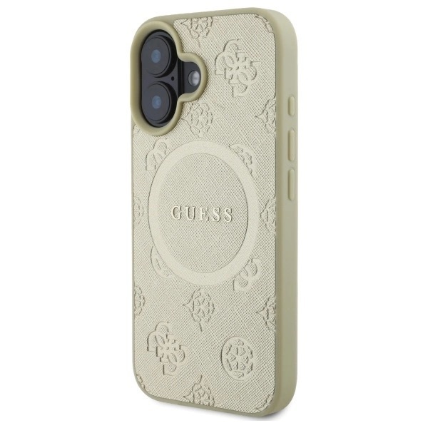 Zdjęcie do “Guess Saffiano Peony MS złoty - etui iPhone 16”.