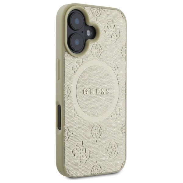 Zdjęcie do “Guess Saffiano Peony MS złoty - etui iPhone 16”.