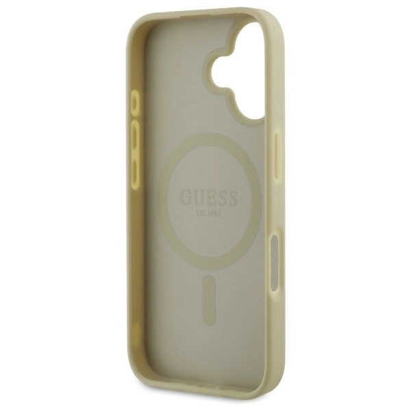 Zdjęcie do “Guess Saffiano Peony MS złoty - etui iPhone 16”.