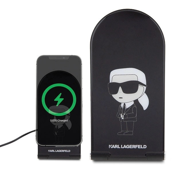 Zdjęcie do “Karl Lagerfeld Ikonik 2w1 MagSafe 15W czarny - ładowarka indukcyjna”.
