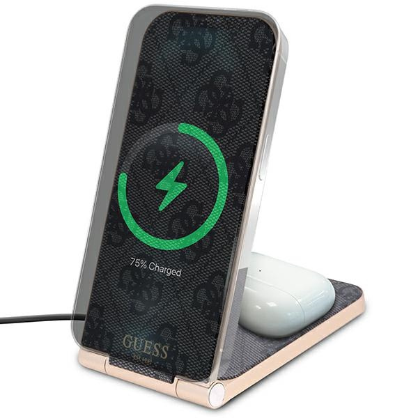 Zdjęcie do “Guess 4G Pattern 2w1 MagSafe 15W czarny - ładowarka indukcyjna”.