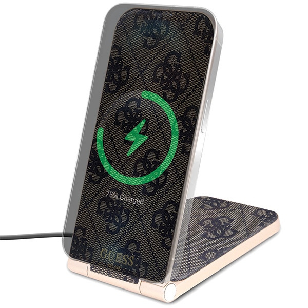 Zdjęcie do “Guess 4G Pattern 2w1 MagSafe 15W brązowy - ładowarka indukcyjna”.