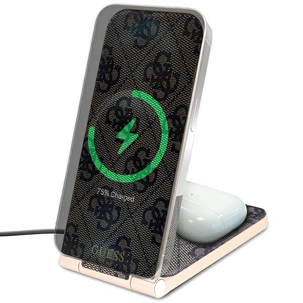 Zdjęcie do “Guess 4G Pattern 2w1 MagSafe 15W brązowy - ładowarka indukcyjna”.