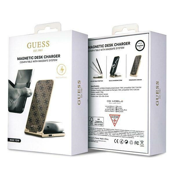 Zdjęcie do “Guess 4G Pattern 2w1 MagSafe 15W brązowy - ładowarka indukcyjna”.