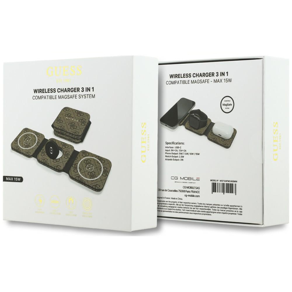 Zdjęcie do “Guess 3w1 4G MagSafe 15W brązowy - ładowarka indukcyjna”.