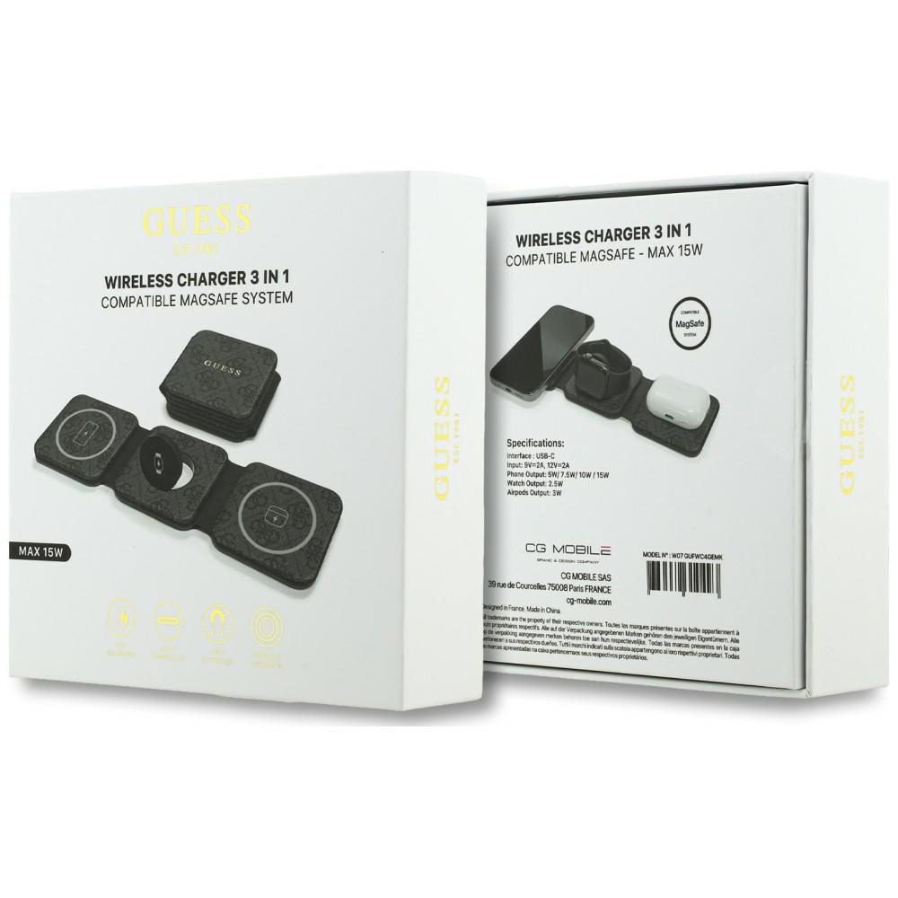 Zdjęcie do “Guess 3w1 4G MagSafe 15W czarny - ładowarka indukcyjna”.
