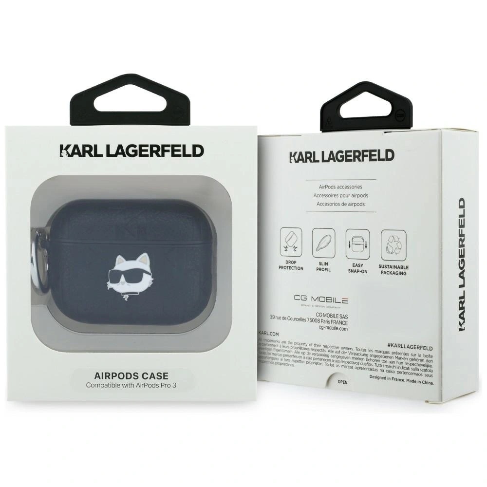 Zdjęcie do “Karl Lagerfeld Monogram Choupette Head czarny - etui AirPods Pro 3”.