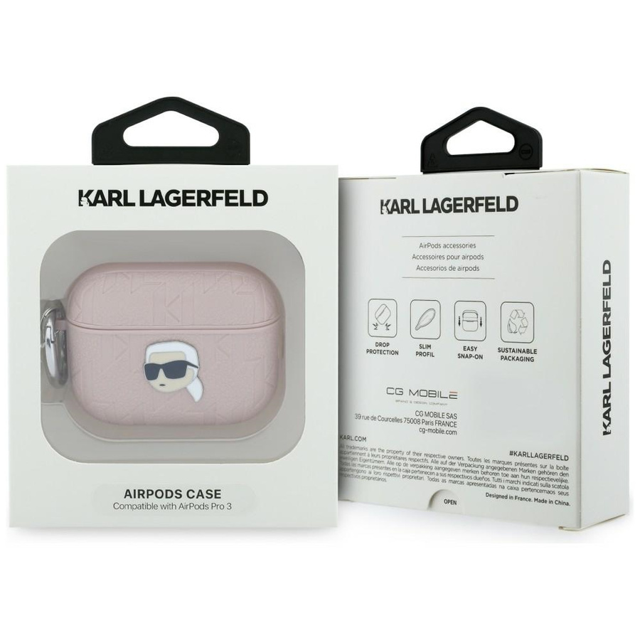Zdjęcie do “Karl Lagerfeld Monogram Karl Head różowy - etui AirPods Pro 3”.
