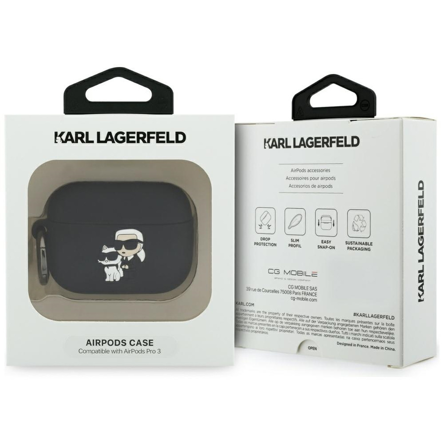 Zdjęcie do “Karl Lagerfeld Silicone Karl Chaupette Head 3D czarny - etui AirPods Pro 3”.