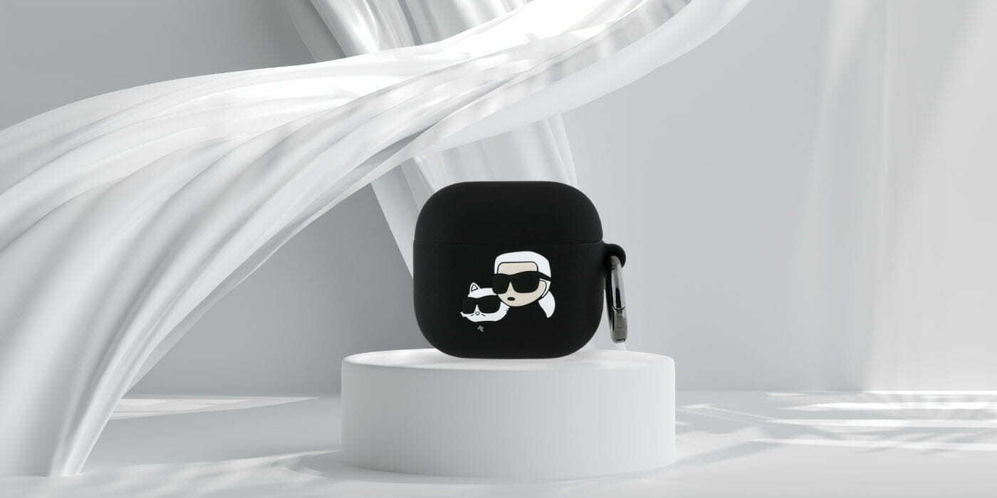Zdjęcie do “Karl Lagerfeld Silicone Karl&Chaupette Head 3D czarny - etui AirPods 4”.