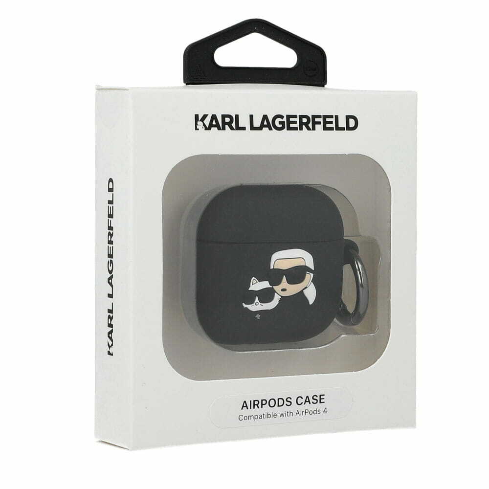 Zdjęcie do “Karl Lagerfeld Silicone Karl&Chaupette Head 3D czarny - etui AirPods 4”.