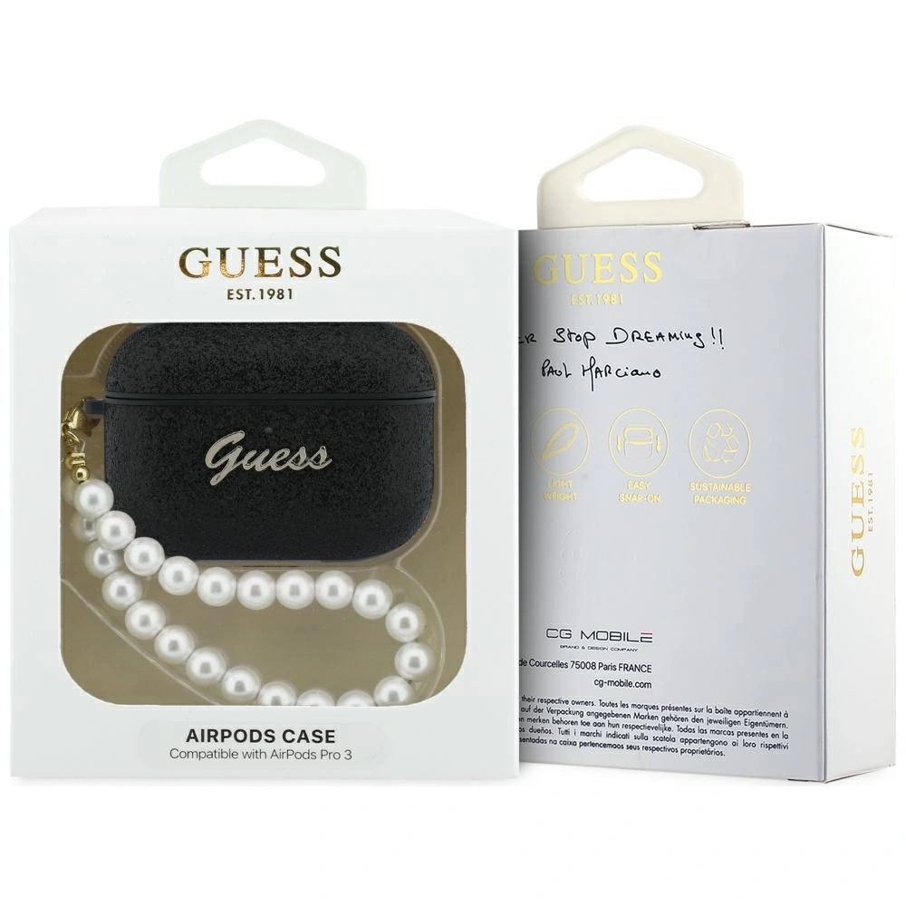 Zdjęcie do “Guess Glitter Pearl Strap czarny - etui AirPods Pro 3”.
